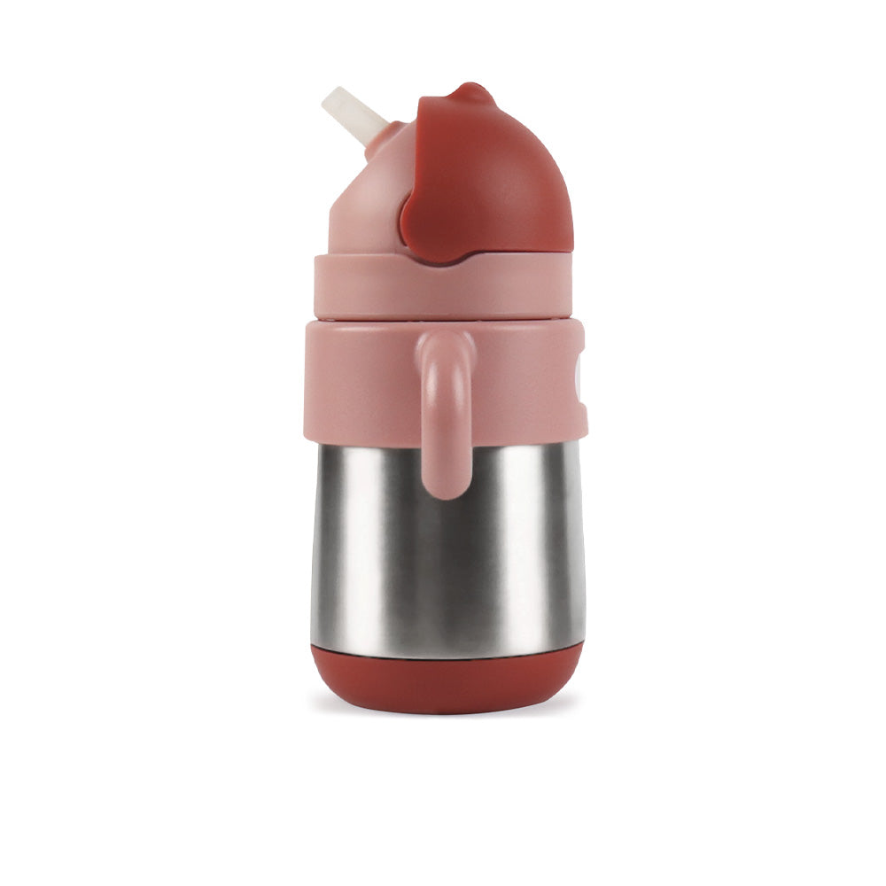 MATT thermal straw bottle - dusty rose+brick red