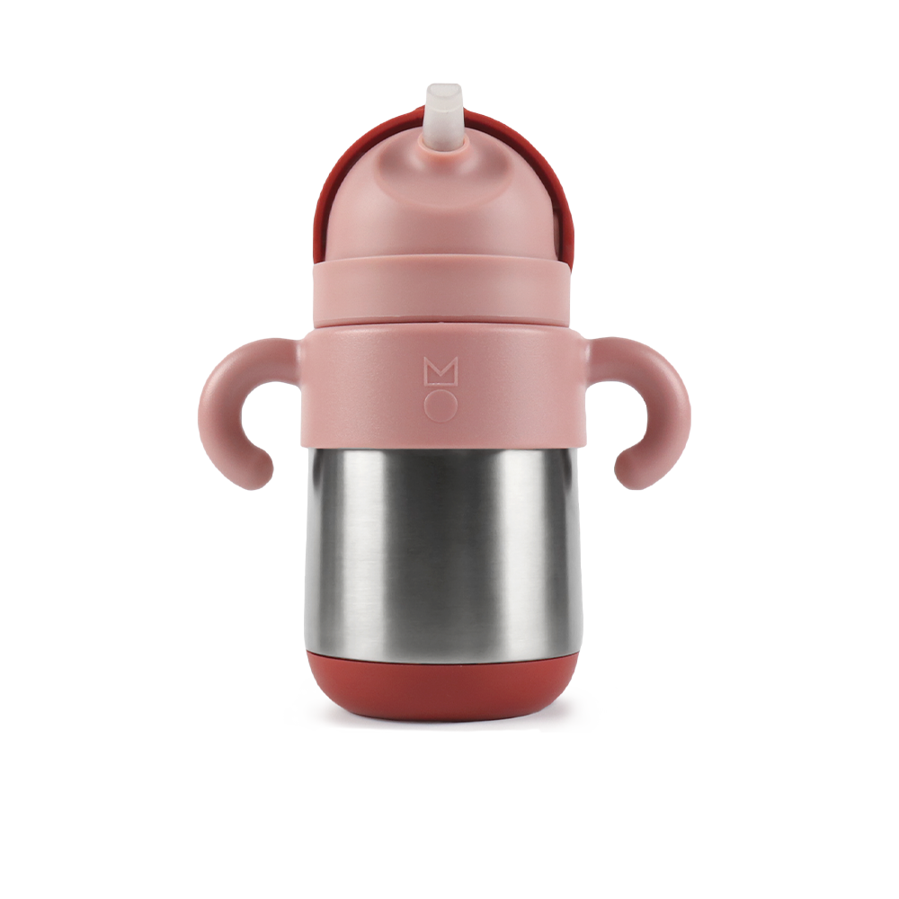 MATT thermal straw bottle - dusty rose+brick red