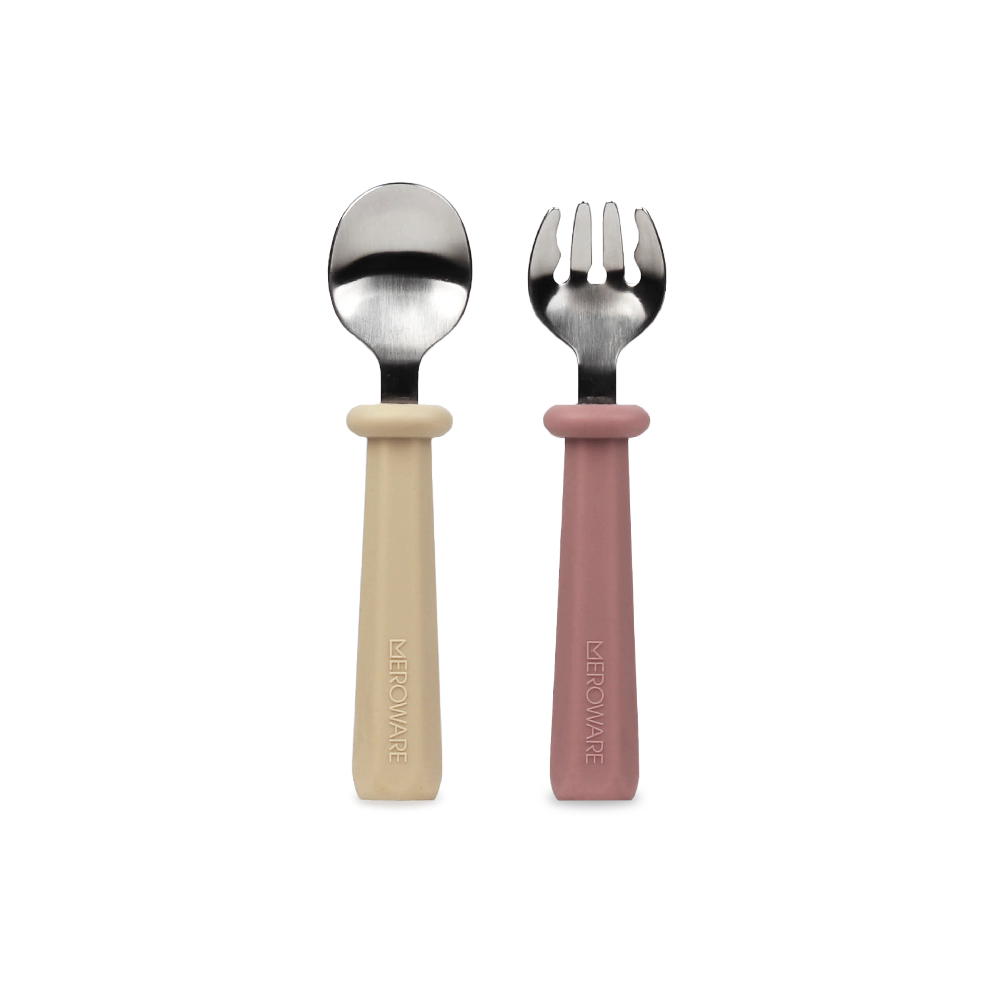 NANA spoon and fork set - milk tea+dusty rose