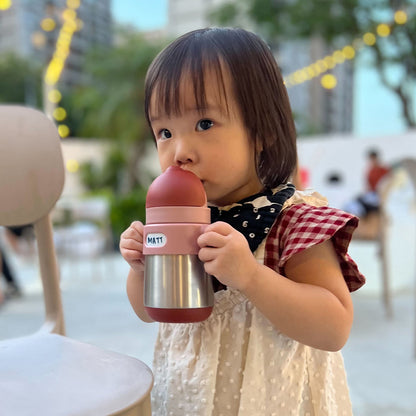 MATT thermal straw bottle - dusty rose+brick red