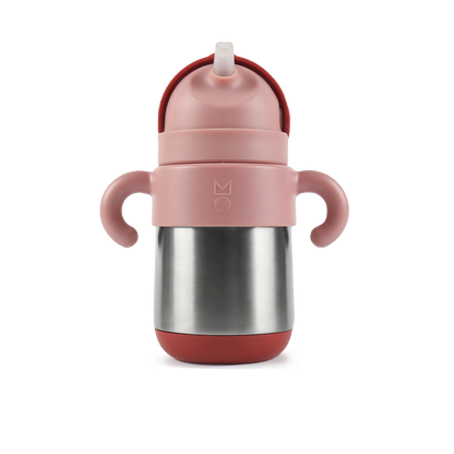 MATT thermal straw bottle - dusty rose+brick red