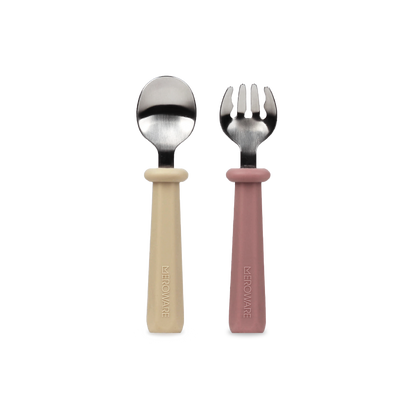 NANA spoon and fork set - milk tea+dusty rose